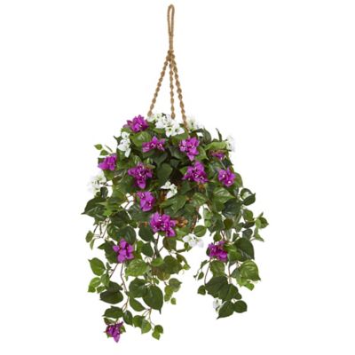 Nearly Natural 30 in. Mixed Bougainvillea Artificial Plant Hanging Basket