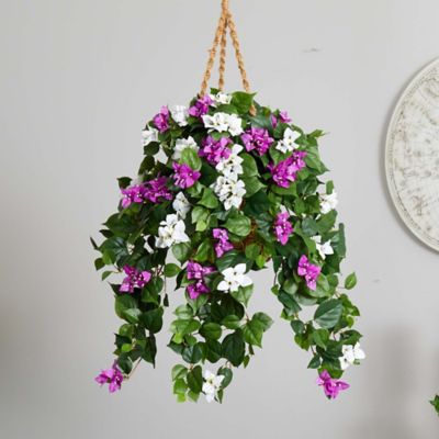 Image showing  30 in. Mixed Bougainvillea Artificial Plant Hanging Basket