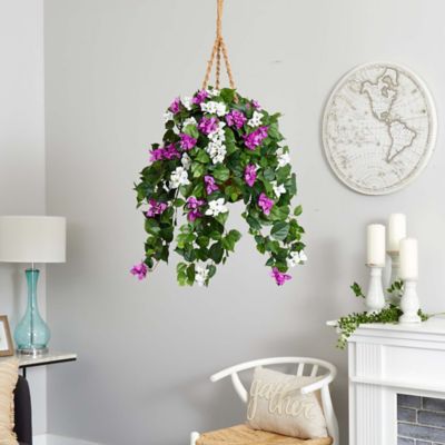 Image showing  30 in. Mixed Bougainvillea Artificial Plant Hanging Basket