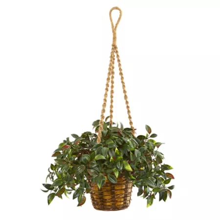 Nearly Natural 30" UV Resistant Indoor/Outdoor Mini Artificial Melon Plant in Hanging Basket Artificial Plants & Flowers