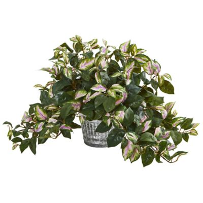 Nearly Natural 16 in. Hoya Artificial Plant in Vintage Hanging Metal Planter