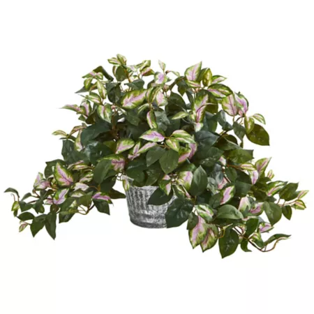 Nearly Natural 16" Artificial Hoya Plant in Vintage Metal Hanging Planter Artificial Plants & Flowers