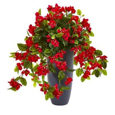 Nearly Natural 26 in. UV-Resistant Indoor/Outdoor Artificial Bougainvillea Artificial Plant in Planter