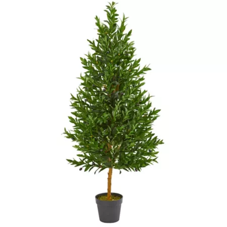 Nearly Natural 4.5' UV Resistant Indoor/Outdoor Artificial Olive Cone Topiary Tree Artificial Plants & Flowers