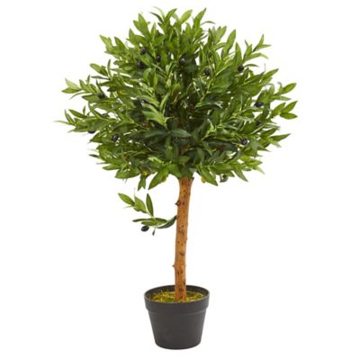 Nearly Natural 34 in. UV-Resistant Indoor/Outdoor Artificial Olive Topiary Tree