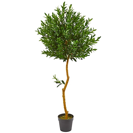 Nearly Natural 58 in. Indoor/Outdoor UV-Resistant Artificial Olive Topiary Tree