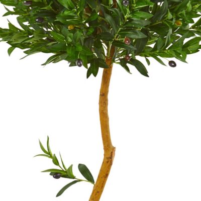Image showing  58 in. Indoor/Outdoor UV-Resistant Artificial Olive Topiary Tree