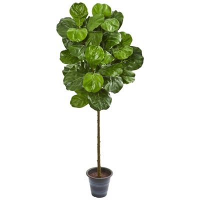 Nearly Natural 5 ft. Fiddle Leaf Artificial Tree with Decorative Planter