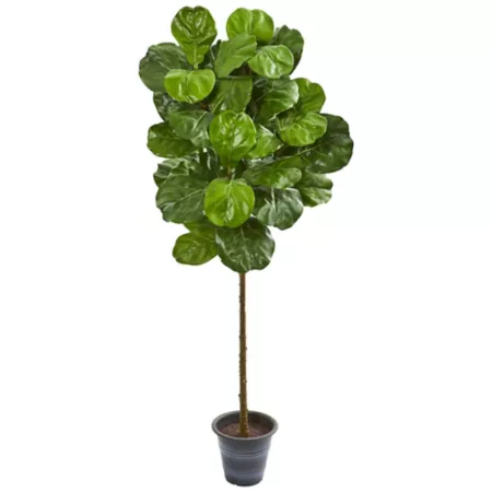 5 ft Almost Natural Artificial Fiddle Leaf Tree with Decorative Planter Artificial Plants & Flowers