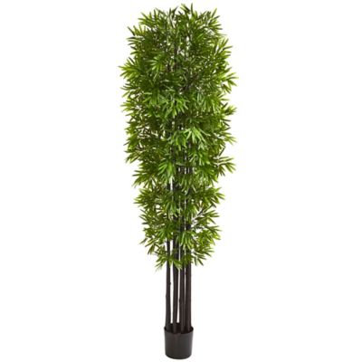 Nearly Natural 7 ft. UV-Resistant Indoor/Outdoor Artificial Bamboo Tree with Black Trunks