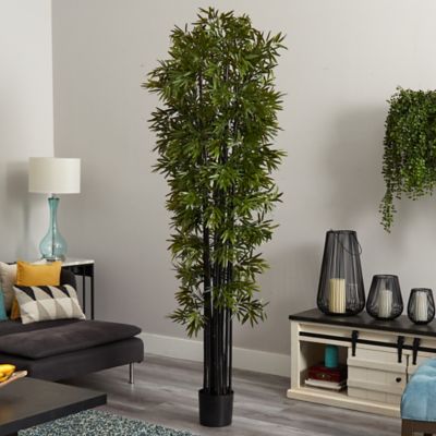 Image showing  7 ft. UV-Resistant Indoor/Outdoor Artificial Bamboo Tree with Black Trunks