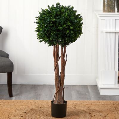 Image showing  46 in. Artificial Indoor/Outdoor UV-Resistant Boxwood Topiary Tree