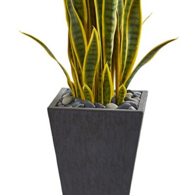 Image showing  3.5 ft. Sansevieria Artificial Plant in Slate Planter
