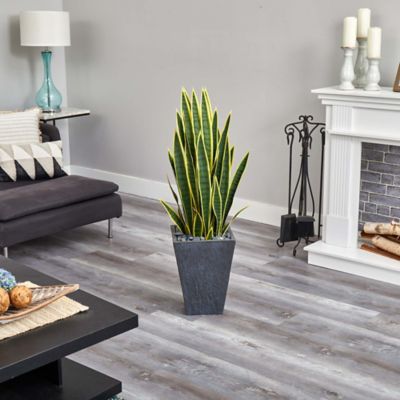 Image showing  3.5 ft. Sansevieria Artificial Plant in Slate Planter