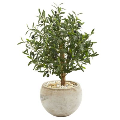 Nearly Natural 31 in. Artificial Olive Tree in Bowl Planter