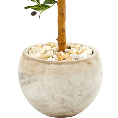 Image showing  38 in. UV-Resistant Indoor/Outdoor Artificial Olive Topiary Tree in Bowl Planter