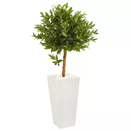 Nearly Natural 4' Indoor/Outdoor UV Resistant Artificial Topiary Tree in White Planter Artificial Plants & Flowers