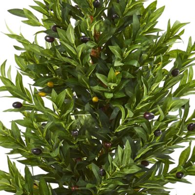 Image showing  3 ft. UV-Resistant Indoor/Outdoor Artificial Olive Cone Topiary Tree in Sandstone Planter