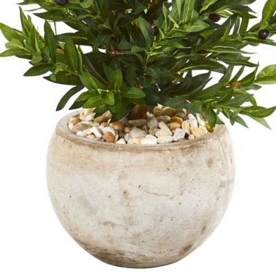 Image showing  3 ft. UV-Resistant Indoor/Outdoor Artificial Olive Cone Topiary Tree in Sandstone Planter
