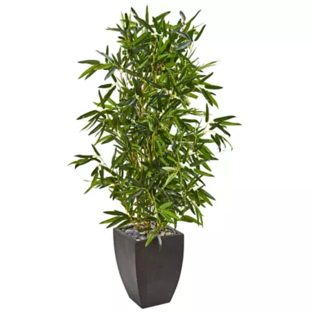 5 ft Almost Natural Real Touch UV Resistant Indoor/Outdoor Artificial Bamboo Tree in Black Planter Artificial Plants & Flowers