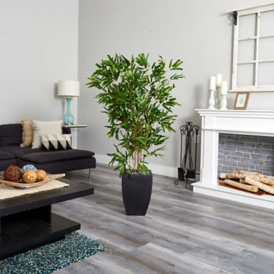 Image showing  5 ft. Real Touch UV-Resistant Indoor/Outdoor Artificial Bamboo Tree in Black Planter