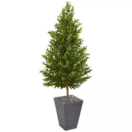 Nearly Natural 67" Artificial Olive Cone Topiary Tree UV Resistant Indoor/Outdoor in Slate Pot Artificial Plants & Flowers