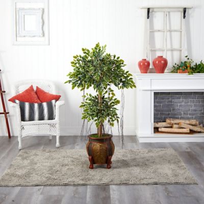 Image showing  59 in. Artificial Variegated Ficus Tree in Decorative Planter