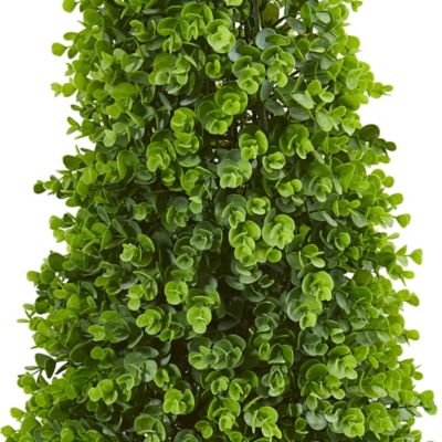Image showing  41 in. Indoor/Outdoor Eucalyptus Cone Topiary Artificial Tree in Metal Planter