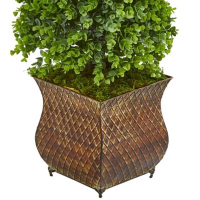 Image showing  41 in. Indoor/Outdoor Eucalyptus Cone Topiary Artificial Tree in Metal Planter