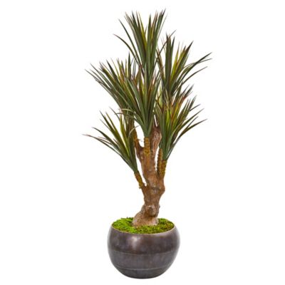 Nearly Natural 47 in. Indoor/Outdoor UV-Resistant Artificial Yucca Tree in Decorative Planter