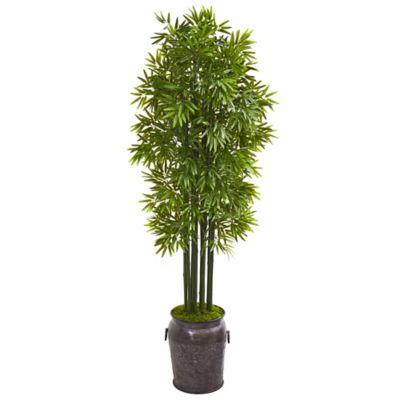 Nearly Natural 6 ft. UV-Resistant Indoor/Outdoor Artificial Bamboo Tree with Black Trunks in Planter