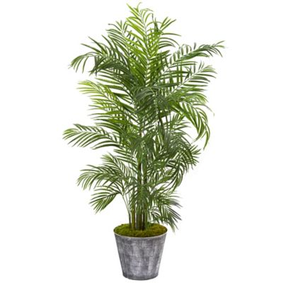 Nearly Natural 63 in. UV-Resistant Indoor/Outdoor Artificial Areca Palm Tree in Decorative Planter