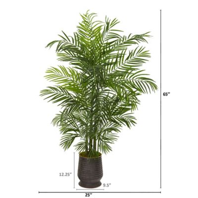 Image showing  65 in. UV-Resistant Indoor/Outdoor Artificial Areca Palm Tree in Decorative Planter