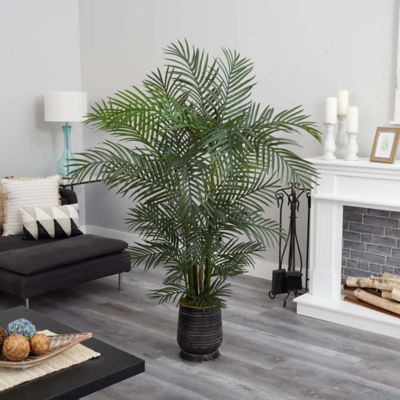 Image showing  65 in. UV-Resistant Indoor/Outdoor Artificial Areca Palm Tree in Decorative Planter
