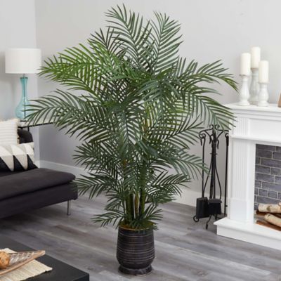 Image showing  65 in. UV-Resistant Indoor/Outdoor Artificial Areca Palm Tree in Decorative Planter