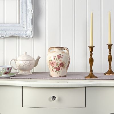 Image showing  8 in. Tuscan Ceramic Floral Print Vase, 0184-S1