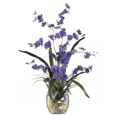 Nearly Natural 19 in. Dancing Lady Orchid Liquid Illusion Silk Flower Arrangement, Purple