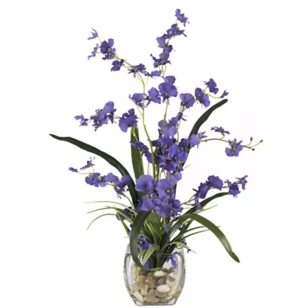 Nearly Natural Dancing Lady Orchid 19" Liquid Illusion Silk Floral Arrangement Purple Artificial Plants & Flowers