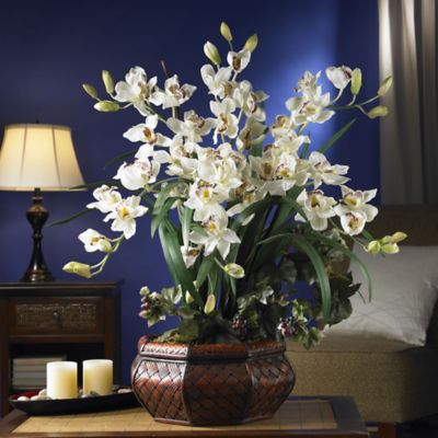 Image showing  36 in. White Large Cymbidium Silk Flower Arrangement