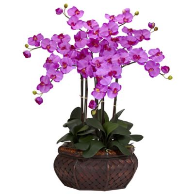 Nearly Natural 30 in. Orchid Large Phalaenopsis Silk Flower Arrangement