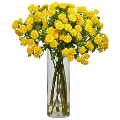 Nearly Natural 17 in. Yellow Japanese Silk Flower Arrangement