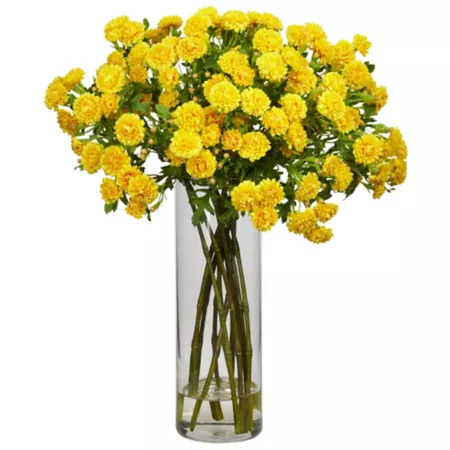 Nearly Natural 17 in Arrangement of Japanese flowers in yellow silk Artificial Plants & Flowers