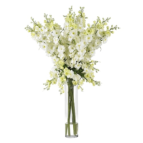 Nearly Natural 38 in. White Delphinium Silk Flower Arrangement