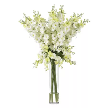 Nearly Natural 38 in White Delphinium Silk Flower Arrangement Artificial Plants & Flowers