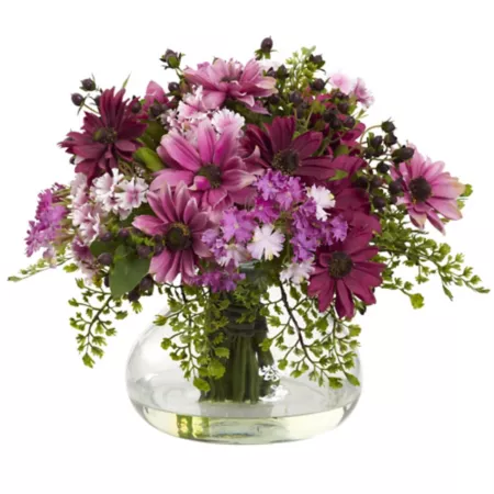 Nearly Natural 12 in Floral arrangement of large mixed pink daisies Artificial Plants & Flowers