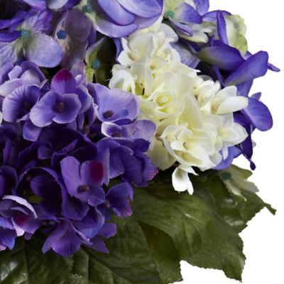 Image showing  11 in. Mixed Hydrangea Faux Floral Arrangement with Vase