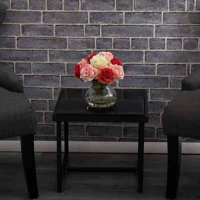 Image showing  11 in. Assorted Colors Rose Arrangement with Vase