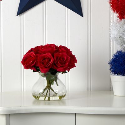 Image showing  11 in. Red Rose Arrangement with Vase