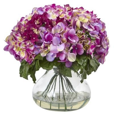 Nearly Natural 14.5 in. Beauty Hydrangea with Large Vase
