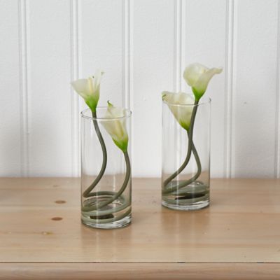 Image showing  10.5 in. Double Calla Lily with Cylinder Vase Set, 2 pc.